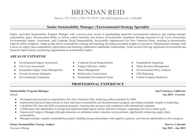 write environment engineering, chemical, hse, oil and gas, tech resume